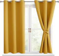 Hiasan Blackout Curtains for Bedroom - Thermal Insulated & Light Blocking Window Curtains for Living Room, 2 Drape Panels Sewn with Tiebacks, Mustard Yellow, 42 x 54 Inch by Hiasan