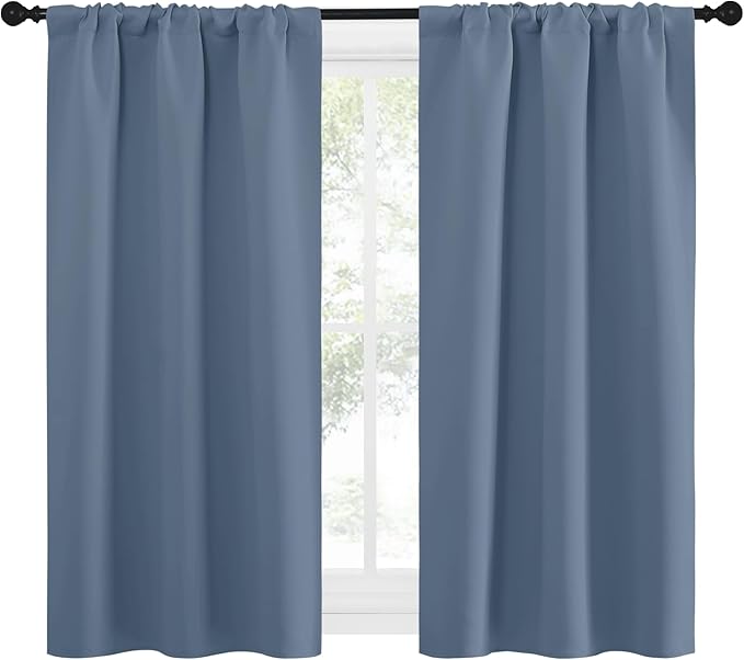 NICETOWN RV Blackout Curtains for Camper Windows, Short Blackout Curtains & Drapes, Thermal Insulated Blackout Curtain Panels for Kids Room, Play Room (Stone Blue, 29" Wide by 50" Long, 2 PCs) - Image 2