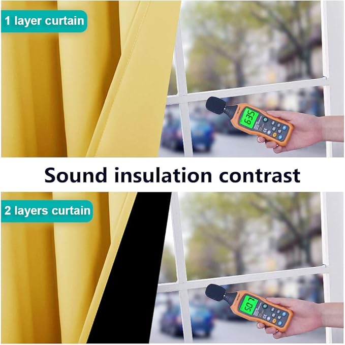 NICETOWN Blackout Window Curtain Panels, Heat and Cold Blocking Drapes for Nursery, 84 inches Drop Thermal Insulated Draperies for Patio Sliding Glass Door (Bright Yellow, 2 Pieces, 52 inches Wide) - Image 3