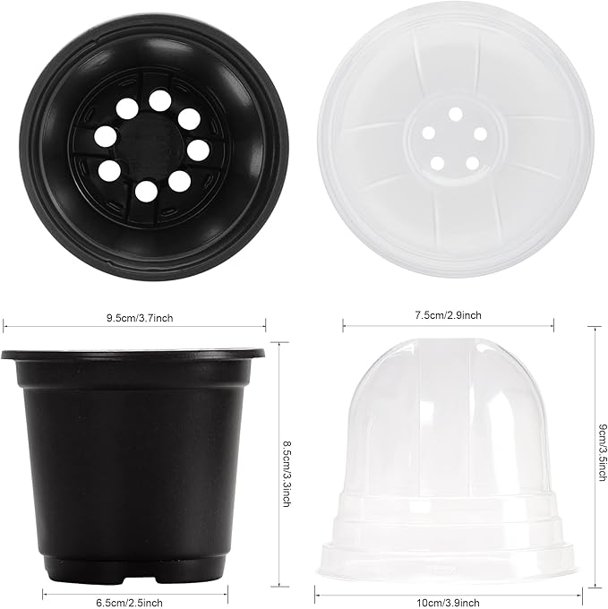 MIXC Plant Nursery Pots with Humidity Dome 4" Soft Transparent Plastic Gardening Pot Planting Containers Cups Planter Small Starter Seed Starting Trays for Seedling with 10pcs Plant Labels，30 Sets… - Image 5
