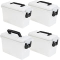 Sheffield 12758 4-Pack Ammo Storage Box, Stackable .30 Cal Field Boxes, Water and Dust Resistant, Lockable Storage Box with Handle, Secures Hunting Gear, Supplies, and Bullets, Made in USA, Frost by Sheffield