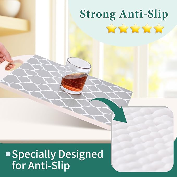 Shelf Liners for Kitchen Cabinets 12in x 30FT Non Adhesive Drawer Liner Gray Quatrefoil Thickened Shelf Liner Paper Strong Non-Slip Easy to Clean for Tool Box Refrigerator with Knife and Tape Measure - Image 2