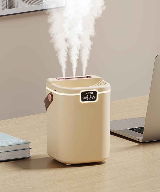 Air Humidifier for Bedroom with Three Spray, 2L Quiet Cool Mist Humidifier for Plants Dorm Room Office Home Car Personal Humidificador with Top Water Inlet & 4 Mist Modes & Night Light by Plilogo