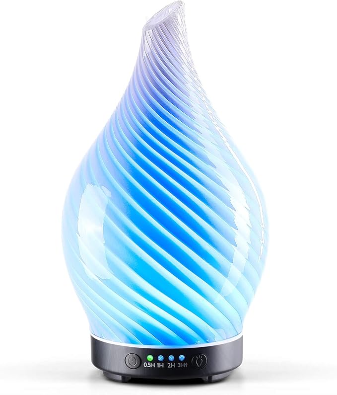 Porseme 150ml Essential Oil Diffuser Glass Color Changing Aroma Air Diffusers Aromatherapy Ultrasonic Cool Mist Humidifier 6 Running Hours Waterless Auto-Off for Sleeping Yoga Office Spa (Pure White) by Porseme