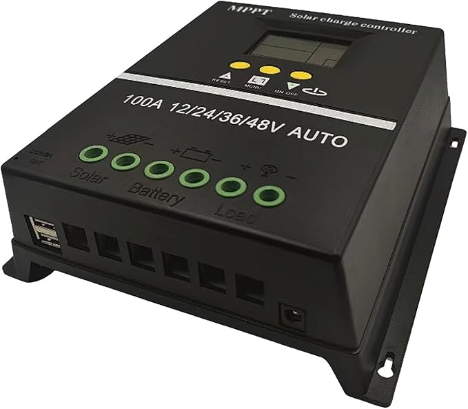 100A MPPT Solar Charge Controller, 12/24/36/48V, LCD Display, Dual USB, Black - Image 7