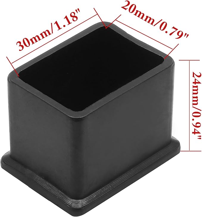 8 Pcs Rectangle PVC Furniture Leg Caps (4/5" x 1-1/5"), Vinyl Flexible Chair Leg Floor Protectors for Patio Indoor Chair Table Bed, 20mm x 30mm - Image 2