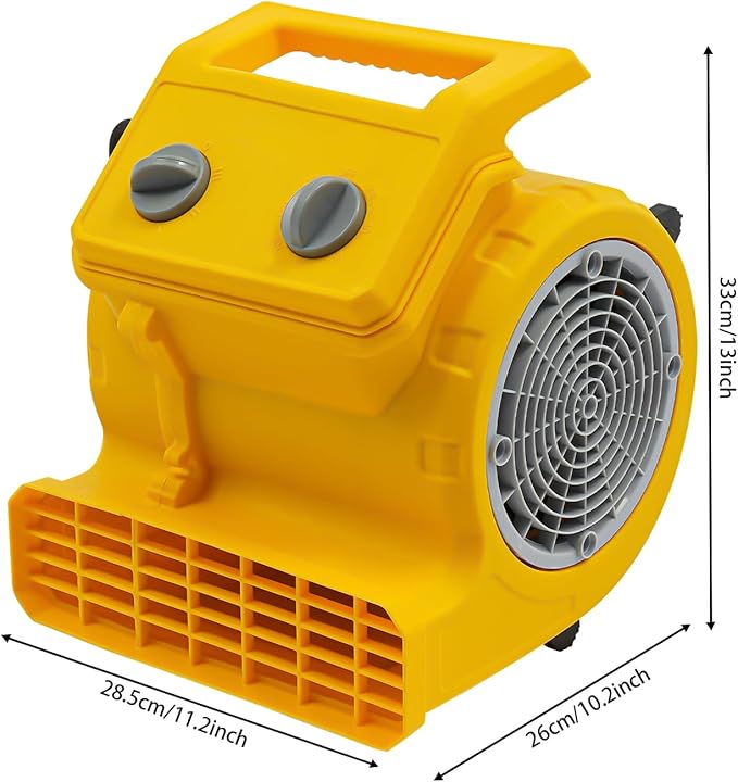 TFCFL Floor Drying Fan, Portable Floor Blower Fan with 3-Speeds & 3 Blowing Angles, For Janitorial, Plumbing, Home, Commercial, Industrial Use (Yellow) - Image 2