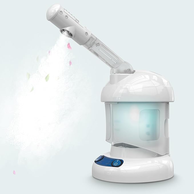 Nisperos Nano Ionic Facial Steamer - 360° Rotatable Sprayer - 40 Minutes Warm Mist - Humidifier - Professional Face Steamer for Facial Deep Cleaning (White) - Image 7
