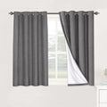 H.VERSAILTEX Linen Blackout Curtains 45 Inches Long 100% Absolutely Blackout Thermal Insulated Textured Linen Look Curtain Draperies Anti-Rust Grommet, Energy Saving with White Liner, 2 Panels, Grey by HVERSAILTEX