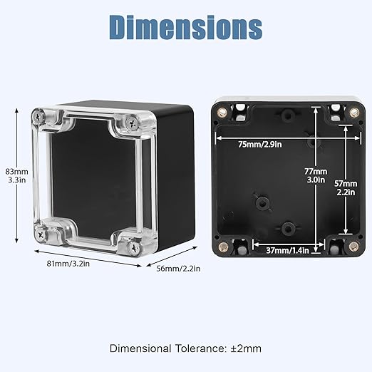 LeMotech Junction Box with Clear Cover IP65 Waterproof Project Box Dustproof ABS Plastic Electrical Project Boxes Universal Enclosure, Black 3.2"x 3.1"x 2.2"(83x81x56mm)(Pack of 2) - Image 2
