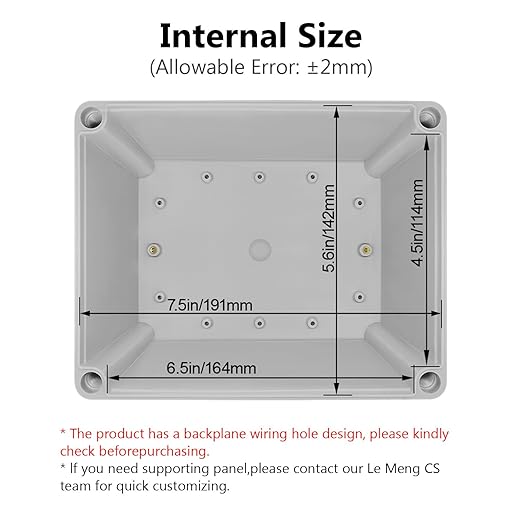 LeMotech IP67 Waterproof Junction Box ABS Plastic Project Box Dustproof Electrical Box Outdoor Enclosure for Electronics DIY Case Gray 7.9X 5.9X 3.9 inch (200x 150x 100 mm) - Image 3