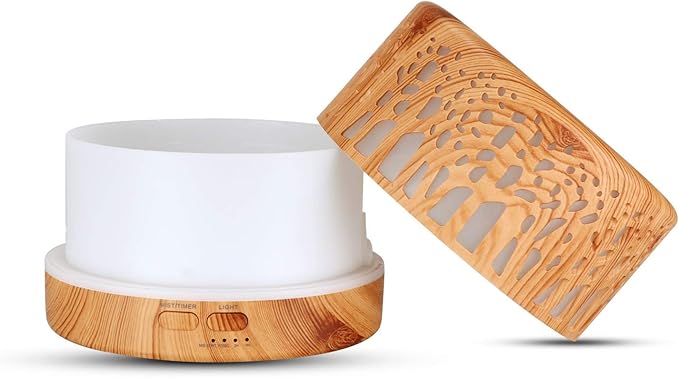 Wild Essentials 700ml Designer Large Room Essential Oil Diffuser, 5 in 1 Ultrasonic Aromatherapy Vaporizer Cool Mist Humidifier, Home, Office Bedroom, Timer, Auto-Off, 7 Color LED (Light Wood Trees) - Image 3