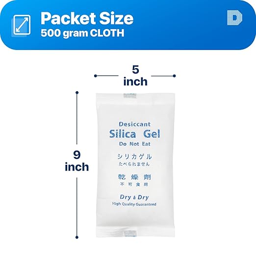 Dry & Dry 500 Gram [50 Packets] Silica Gel Packets Desiccants, Silica Packets - Rechargeable Silica Gel Packs, Desiccants Packets, Silica Gel - Image 2