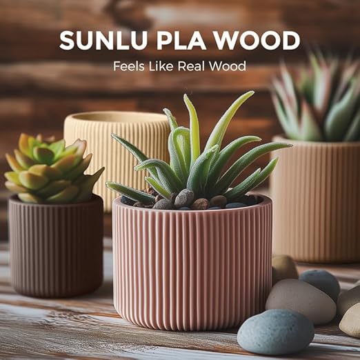 Real Wood Fiber PLA Filament 1.75mm, Natural Matte Texture, Reduced Clogging, Easy to Print, 1kg(2.2lbs) SUNLU 3D Printer Filament, Cherry Wood - Image 2