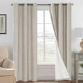H.VERSAILTEX Primitive Linen Curtains 100% Blackout Curtain Drapes Burlap Fabric Curtains with White Thermal Insulated Liner, Grommet Top Drapes Living Room/Bedroom (2 Panels, 42 x 84 Inch, Stone) by HVERSAILTEX