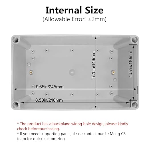 LeMotech Junction Box IP67 Waterproof Dustproof ABS Plastic Project Box for Electrical Outdoor Enclosure Gray 9.8 x 5.9 x 3.9 inch (250 x 150 x 100 mm) - Image 3