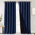 NICETOWN 100% Blackout Curtains 108 inches Long, Noise Reduction Window Treatment Curtains, Thermal Insulated Energy Smart Drapes and Draperies for Apartment Decor, Navy Blue, Set of 2, 70 inches W by NICETOWN