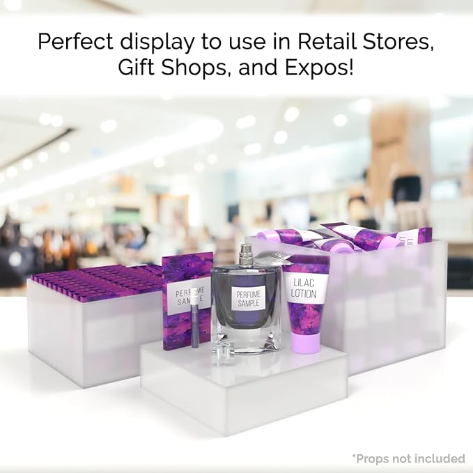 Acrylic Display Riser Boxes 3 Piece Frosted Retail Product Riser 2", 4", 6" High Nesting Bins One Open Side No Lid Merchandise Storage Box by Marketing Holders - Image 3