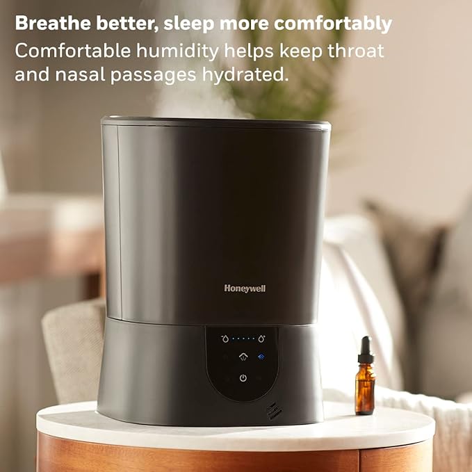 Honeywell Easy-to-Care Filter Free Warm Mist Humidifier, Medium Rooms, 1.5 Gallon Tank – Humidistat for Bedroom, Home or Office Black - Image 3