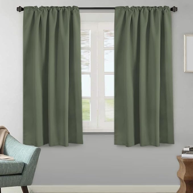 H.VERSAILTEX Blackout Curtains Thermal Insulated Window Treatment Panels Room Darkening Blackout Drapes for Living Room Back Tab/Rod Pocket Bedroom Draperies (2 Panels, Bronze Green, 52 x 63 Inch) - Image 2