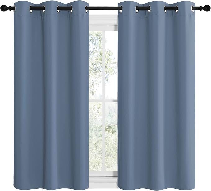 NICETOWN Home Fashion Thermal Insulated Solid Grommet Blackout Window Treatment Curtain Panels for Loft, Cafe (Stone Blue, 1 Pair, 42 inches Wide by 50 inches Long) - Image 2