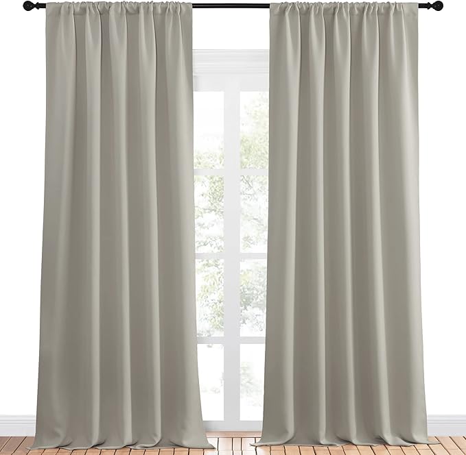NICETOWN Blackout Curtains for Living Curtains, Room Darkening Window Curtain Panels, Easy-Care Solid Thermal Insulated Draperies/Drapes for Daughter Room (Natural, 2 Panels, 52 by 95) - Image 2