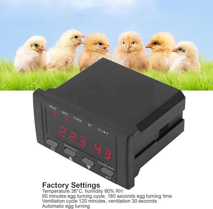 HT-10 Egg Incubator Temperature Controller, 220V/110V Digital Temperature Controller Full Automatic Control Incubator Temp Humidity Controller - Image 3