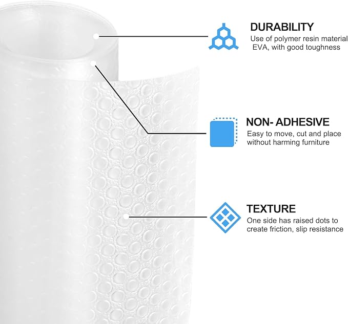 Bloss Plastic Shelf and Drawer Liner Waterproof Non Adhesive Cupboard Liner for Kitchen, Bathroom, Cabinets, Storage, Desks, Shelf Mats-Clear 17.7"×59" - Image 6