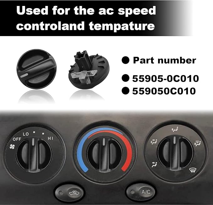 3Pcs AC Heater Blower Fan Control Knob Compatible with 2000 2001 2002 2003 2004 2005 2006 Toyota Tundra Climate Control Knob 55905-0C010 - Image 6
