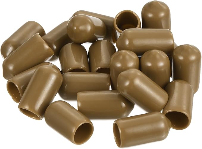 uxcell 20pcs Rubber End Caps 8mm(5/16") ID Vinyl PVC Round Tube Bolt Cap Cover Screw Thread Protectors Light Brown - Image 4