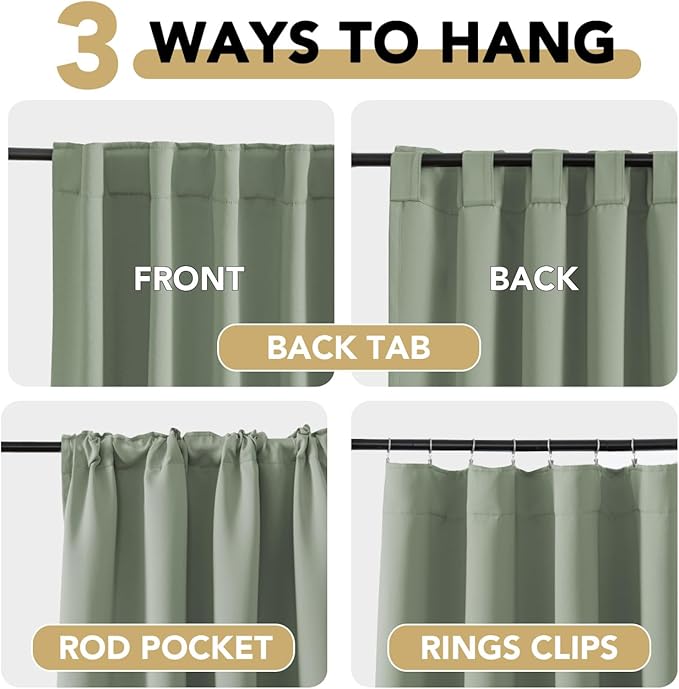 H.VERSAILTEX Blackout Curtains Thermal Insulated Window Treatment Panels Room Darkening Blackout Drapes for Living Room Back Tab/Rod Pocket Bedroom Draperies (2 Panels, Cyan, 52 x 72 Inch) - Image 4