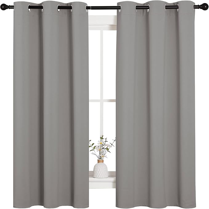 NICETOWN Blackout Curtains 63 inches Long, Thermal Insulated Solid Grommet Top Blackout Curtains/Drapes for Office (Sand Color, 1 Pair, 42 x 63 inches) - Image 2