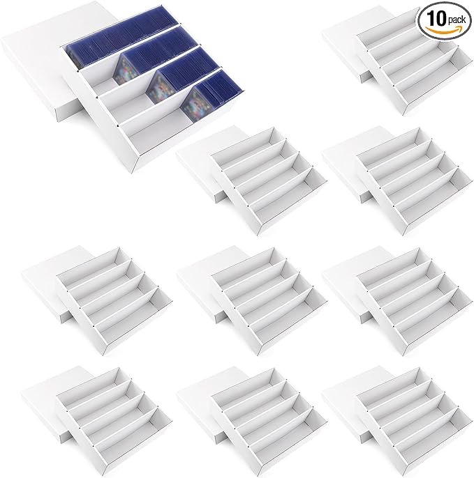 Trading Card Storage Box, Top Loaders Storage Box with 20 Card Dividers, Cardboard Trading Card Organizer for Collectible Cards Games,Card Box Fits For TCG,MTG,TCG and Basktaball Cards, 4 Drawer by XRACV