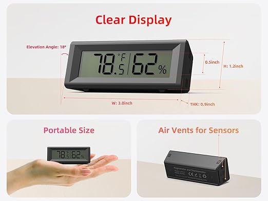Small Digital Hygrometer, Humidity Meter, Indoor Thermometer, Room Temperature and Humidity Monitor, Gauge with Accurate Sensor, for House, Home, Baby Room, Greenhouse, Humidor, Incubator, Reptiles - Image 2