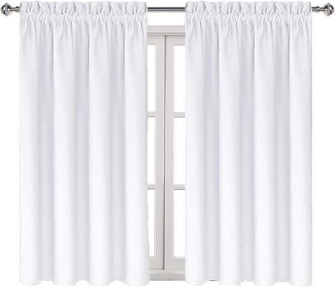 DWCN White Curtains for Living Room Thermal Insulated, 50% Light Blocking Curtains for Bedroom, Dining Room Window, W 42x L 45 Inch, Set of 2 Rod Pocket Curtain Panels - Image 8