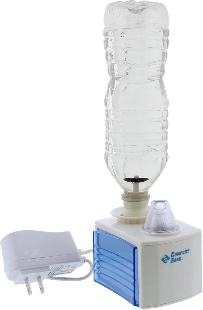 Comfort Zone Ultrasonic Turn Bottle into into Personal Portable Humidifier - 6 Hour Operation - Whisper Quiet, Travel, White by BLACKDECKER