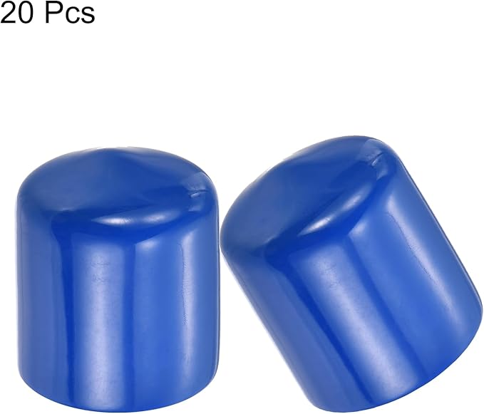 uxcell 20pcs Rubber End Caps 29mm(1 1/8") ID Vinyl PVC Round Tube Bolt Cap Cover Screw Thread Protectors Blue - Image 2