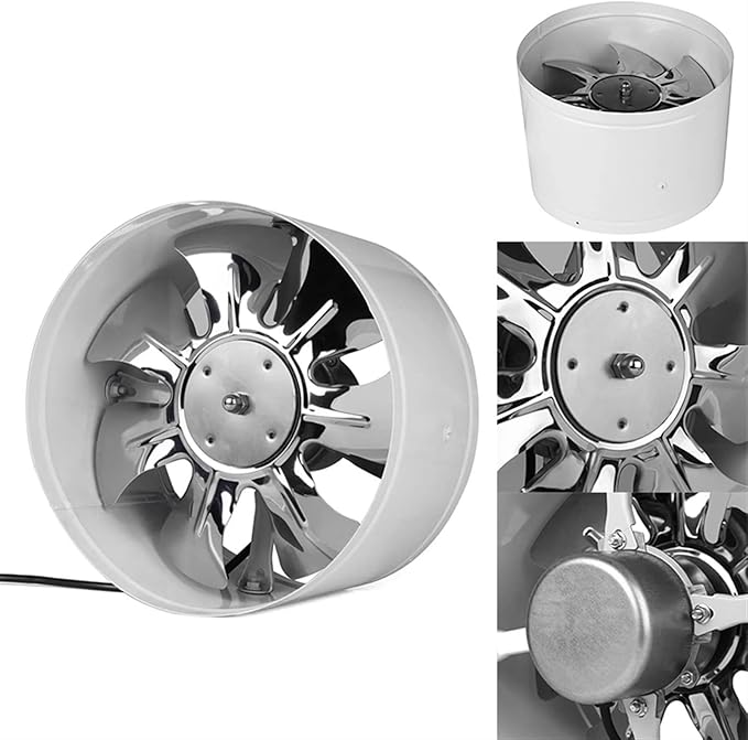 Ventilation Fan 4"/6"/7" Low Noise High Speed Inline Duct Bathroom Toilet Wall Ventilation Fan Booster Exhaust Blower Air Cooling Vent Access, White Ventilating Fan (6 inches - Image 4