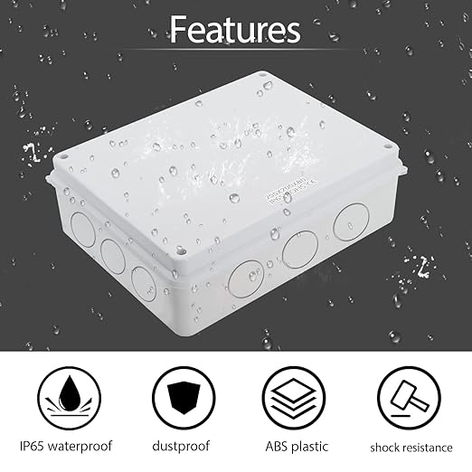 LeMotech Junction Box, Electrical Box IP65 Water Resistant Dustproof ABS Plastic Project Enclosure for Electronics White 10 x 7.9 x 3.1 inch - Image 6
