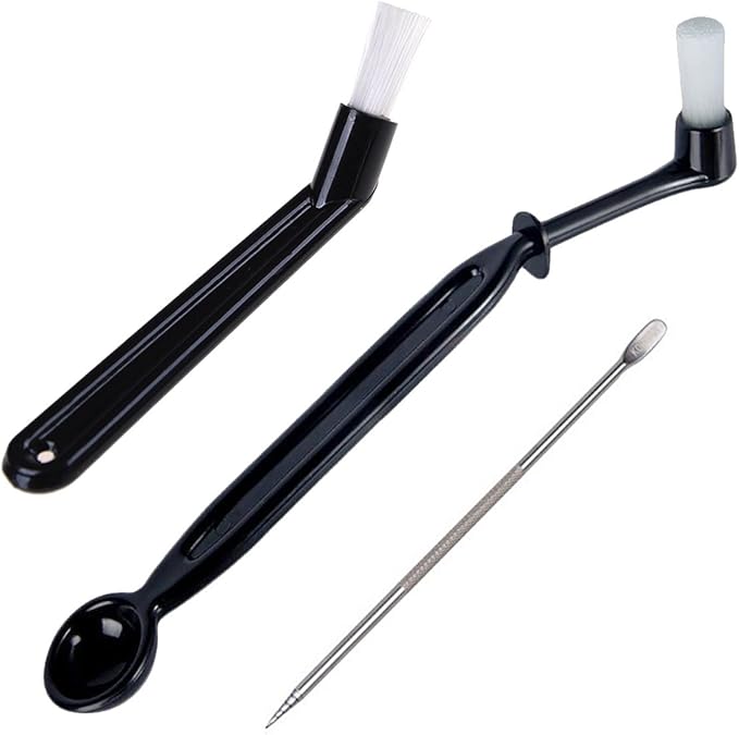 Coffee Machine Cleaning Brush with Spoon Tool Set for Espresso Machine Group Head,Pack of 3,Black by BagTu