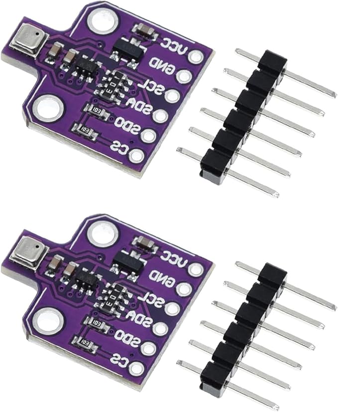 2 packs BME680 Digital 4-in-1 Environmental Sensor Module - Temperature/Humidity/Barometric Pressure/VOC Gas Monitoring via I2C/SPI, High Precision (±3%),5V DC by hiBCTR