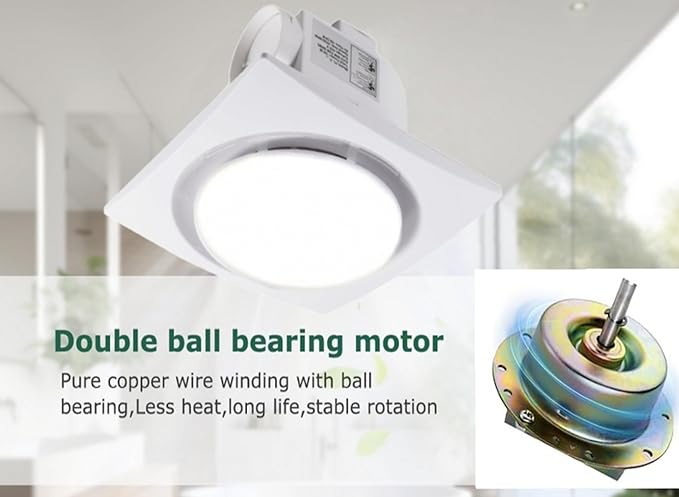 Bathroom Exhaust Fan with LED Light Ceiling Mount Ventilation Fan 110 CFM 1.0 Sones 4 Inch Duct Quiet Bathroom Vent Fan with Light Combo 5000K for Home Bath Office Hotel(Round) - Image 5