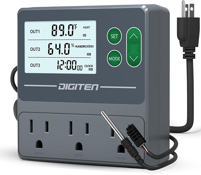 Dual Probe Temperature & Humidity Controller, Independent Sensors for Precise Temperature and Humidity Control, Compatible with Humidifiers, Dehumidifiers, Heating & Cooling Systems by SENSTREE