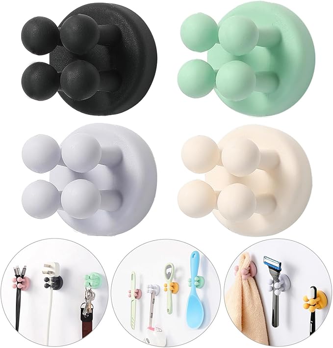 iBetterLife Good Grips Razor Holder - 6Pcs Self Adhesive Silicone Toothbrush Holders Wall Mounted to Mirror for Shower Hanging Towel, Functional Waterproof Hook for Bathroom Kitchen Living Room Office - Image 9