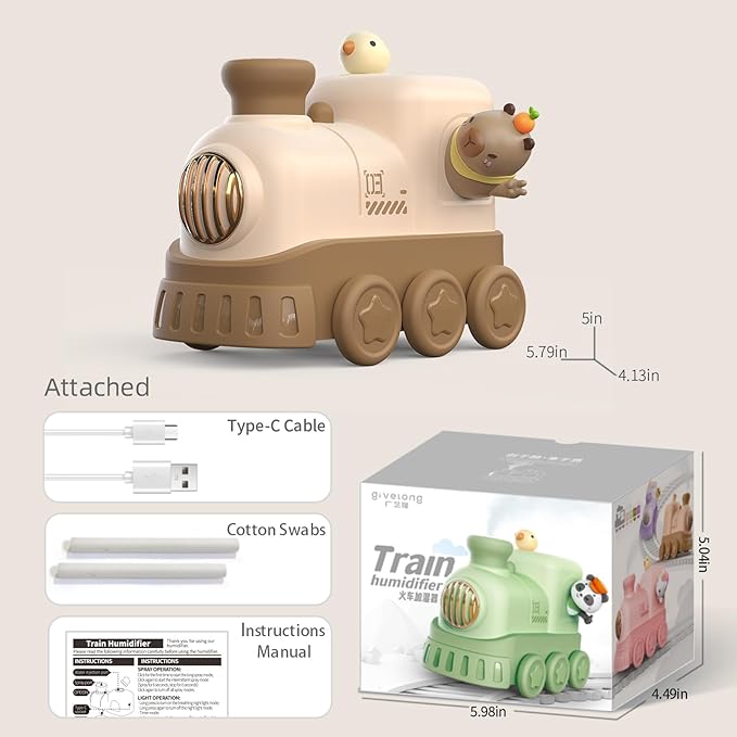 Portable Mini Humidifier,300ml USB Desktop Personal Cool Mist Small Humidifiers,2 Mist Modes,Auto Shut-Off,Mute for Bedroom/Home/Nursery/Office,Cute Mini Humidifier With Night Light (Brown) - Image 2
