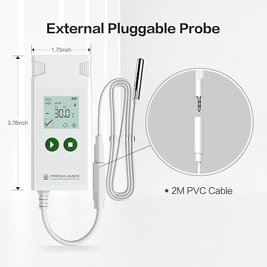 Freshliance Digital Temperature Data Logger, Reusable Temperature Recorder with High Accuracy External Probe, Configurable USB Temperature Monitor 35000 Points with PDF CSV Report, Atlas Log-30 - Image 3