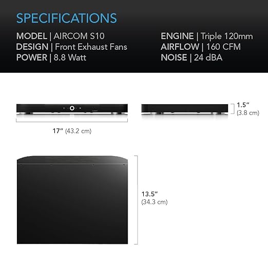 AC Infinity AIRCOM S10, Quiet Cooling Blower Fan System 17" Front-Exhaust for Receivers, Amps, DVR, AV Cabinet Components - Image 6