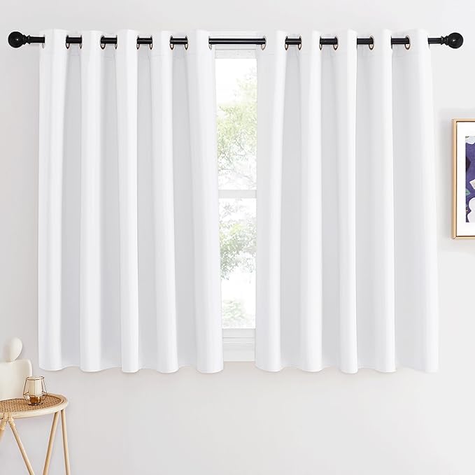NICETOWN Room Darkening White Curtain for Bedroom - Window Treatment Thermal Curtain Grommet Light Blocking Sound Reducing Drape Privacy for Cafe/Kitchen (1 Panel, W66 x L54) by NICETOWN
