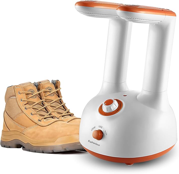 Euphonious Boot Dryer, Shoe Dryer with 6-Timer Settings, Boot Dryer for Work Boots and Winter Boots, Two mode Quick-Dry&Gentle-Dry, White/Orange by Unknown