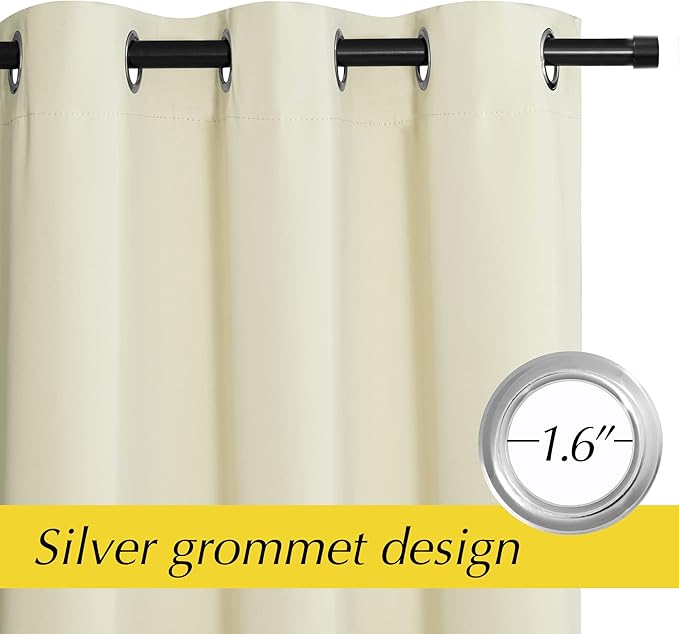 NICETOWN Farmhouse Blackout Patio Sliding Door Curtain Extra Wide, Grommet Room Divider Thermal Insulated Curtain Drapes for French Door/Living Room (Light Beige, W42 x L95, 1 Panel) - Image 5